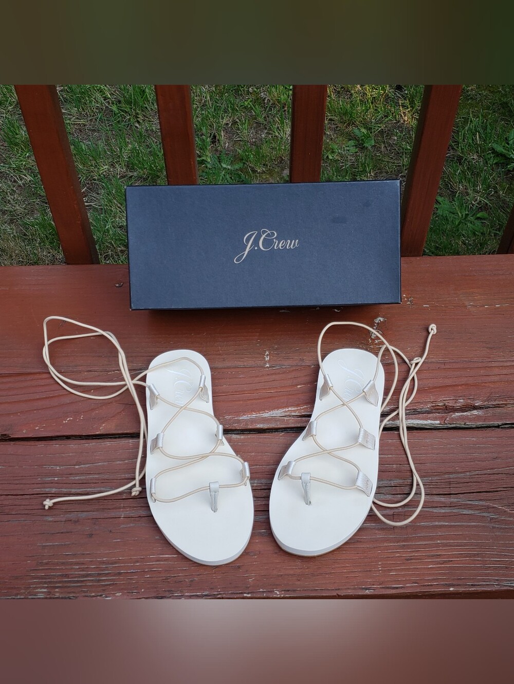J. Crew Lace Up Thin Eva Sandals - Light Caramel - Size 8 1/2